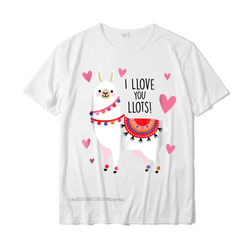 Graphic Men Top T-shirts O Neck Short Sleeve 100% Cotton Fabric Custom Tops Tees Camisa Tops Shirts Free Shipping Cute Llama shirt with funny quot I love you llots quot text__4469 white