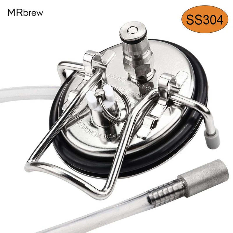 

Carbonation Keg Lid, Stainless Steel Carbonation lid With 2 Micron Diffusion Air Stone & 23.6'' Food Grade Silicon Tube