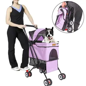

Pet strollers Pet Cart 3 Wheel lightweight folding separate dog stroller cat and dog teddy nest basket outdoor travel supplies