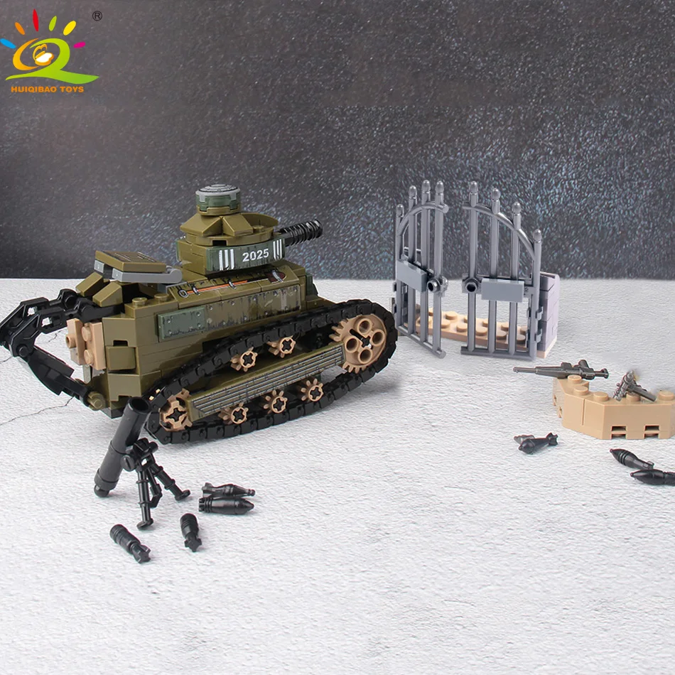 Military WW2 Renault FT17 Tank Building Blocks Army Soldiers Figures Toys Model 