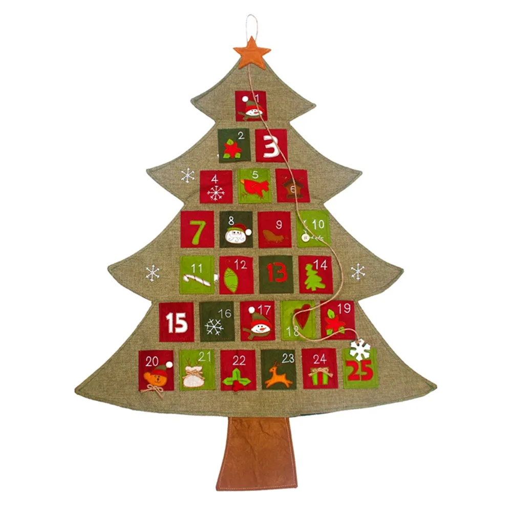 Рождественский календарь, подвесной, фетровый, Рождественский календарь с обратным отсчетом, рождественские украшения для дома, счастливый год, декор - Color: Dark Brown