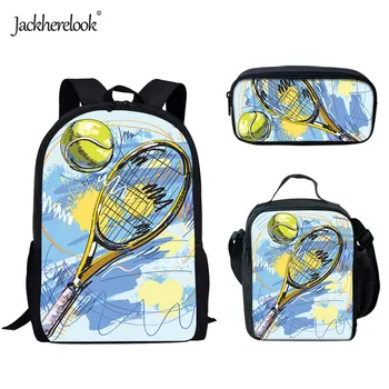 

Jackherelook New Fashion 2020 Back to School Cool Tennis Football Print 3Set School Bags for Children Large Backpack Boys Girls