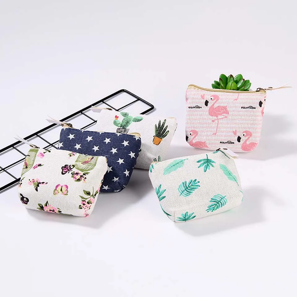 

2018 New Girl Coin Purse Wallet Square Zipper Women Cotton Coins Bag Wallet Pouch Card Key Holder Bag Case