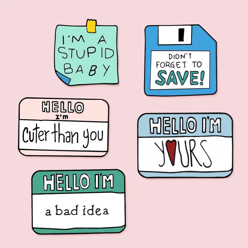 エナメルピンブローチかわいいメッセージラペルピン付箋保存アイコンポストそれおかしいライフバッジ漫画ブローチジュエリーキッズギフト Brooches Aliexpress