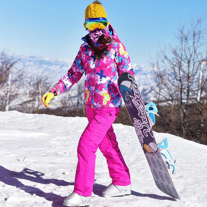  Traje de nieve para mujer, disfraz de deportes al aire libre,  impermeable, resistente al viento, conjuntos de ropa de snowboard,  chaquetas de esquí y pantalones, Mostrar chaqueta : Ropa, Zapatos y