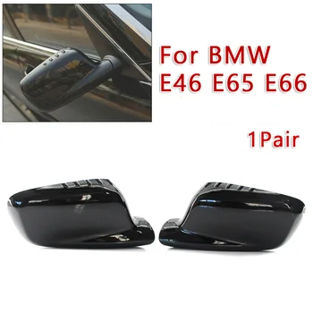 

1Pair Car RearView Mirror Rear View Cover Cap For BMW E46 E65 E66 745i 750i 51167074236 51167074235 Black Case Cover Housing