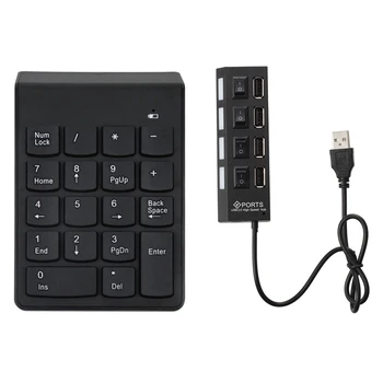 

1 Pcs Numeric Keypad,18 Keys Wireless USB Number Pad Keyboard with 2.4G Mini USB Numeric Receiver & 1 Pcs Blue LED Light On/Off