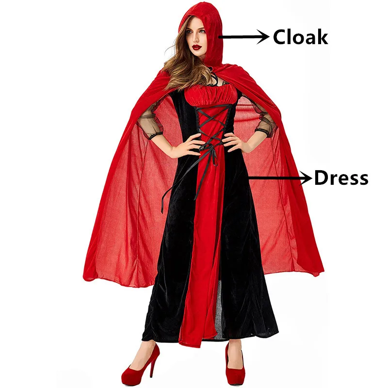 Deluxe Halloween Sexy Adult Women Vampire Costumes Victorian Vamp Fancy Party Dress Red and Black Witch Female Costumes - Цвет: style 2