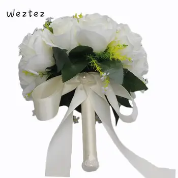 

Bridal Flower Bouquet Rose Wedding Bouquets Silk Artificial White Flowers Bouquet For Decorations SPH89