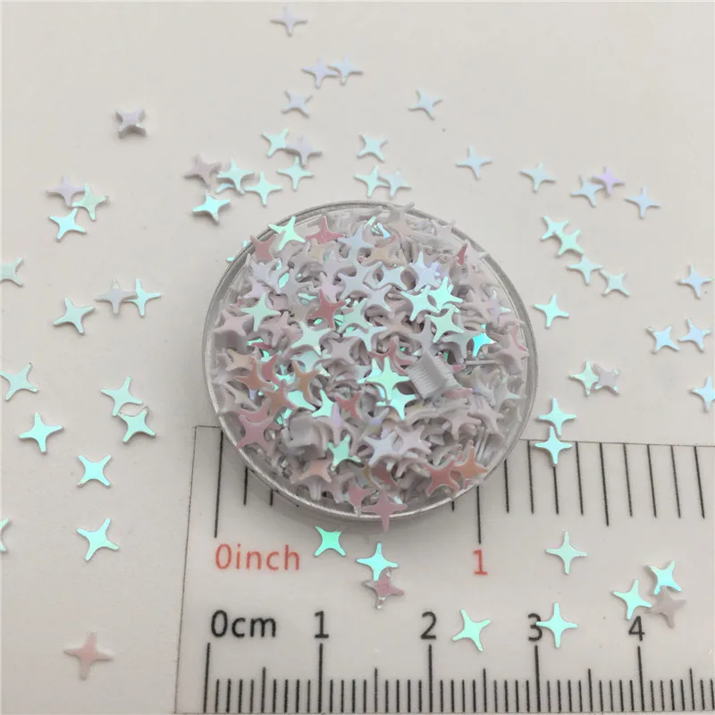 30g/Lot 5mm Cross Star Loose Sequins Glitter Paillettes For DIY Nail Craft,Slime Making, Wedding Decoration confetti Wholesale - Цвет: AB White