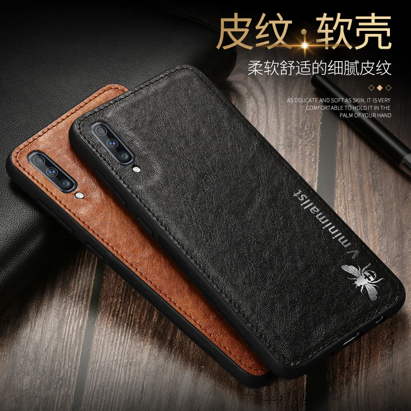 

Cute 3D Bee Car Magnet Artificial Leather Soft TPU Case For Samsung Galaxy A70 Cover Ultra Thin