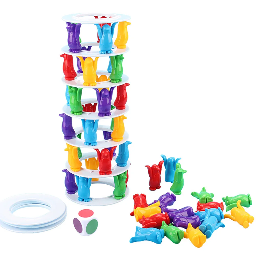 

Penguin Tower Building Blocks Creative Balance Game Toy For Children Party Family Funny Games Crazy Penguin Crash Tower Bricks