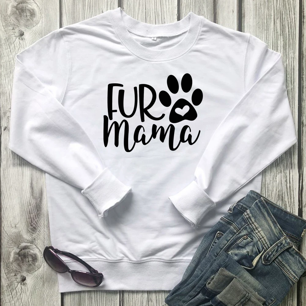 Забавная меховая Толстовка Mama Paw, милые подарочные пуловеры для мамы с собачкой, женский джемпер с графическим рисунком, хлопок, свитшоты, уличная одежда, Прямая поставка