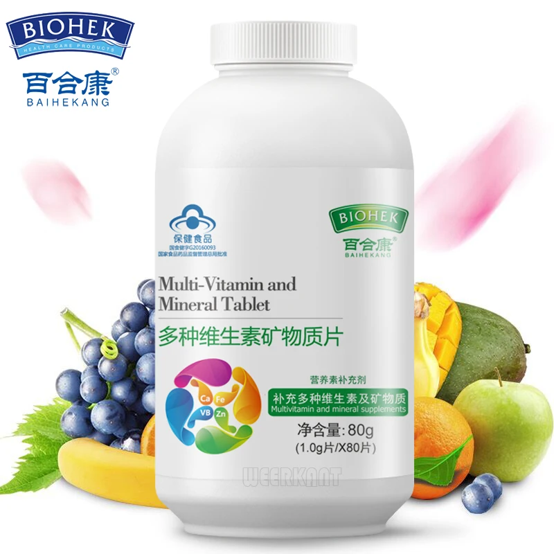

4 Bottles Vitamin Complex Multi Vitamin and Mineral Material Multivitamin Tablets Vitamin C E B1 B2 B6 Calcium Iron Zinc