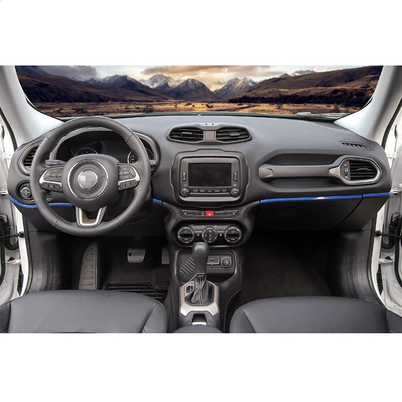 Sansour ABS 4 Pc Car Interior Central Control Forth Dash Board Decoration Stickers For Jeep Renegade- Car Styling