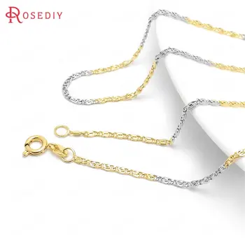 

(37923)2PCS 44CM 24K Gold Color and Platinum Color Copper Round Spring Clasps Finished Necklace Chains Jewelry Making Supplies