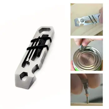 

6 in 1 EDC Gadget Outdoor Equipment Camping Keychain Supplies Bottle Opener Multi-Function Tools Wrench Multitool