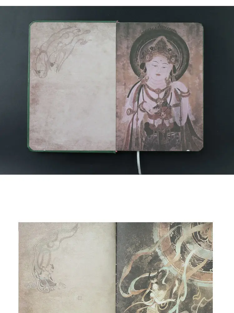 Retro creative student diary book Dunhuang illustration notebook full-color page hand ledger notepad notebook planner  journal
