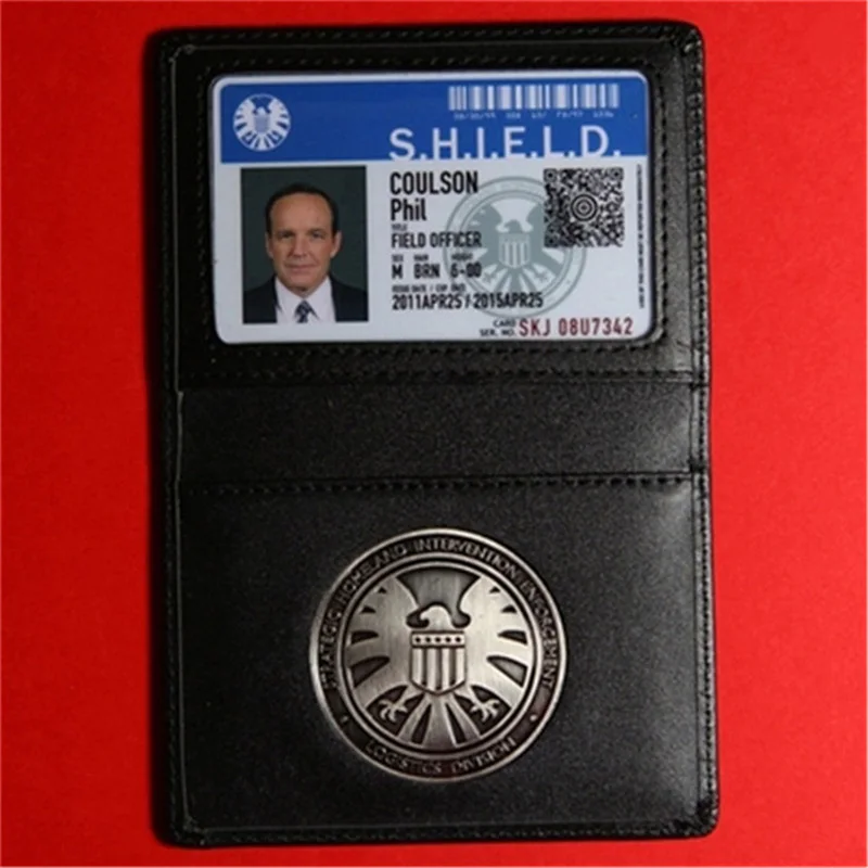 Blue ID Card Агенты Shield s.h.i.e.l D. Металлический Щит значок Pin& ID карты подлинный кожаный чехол кошелек 1:1 мужской подарок косплей реквизит - Окраска металла: Blue ID Card