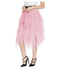 Летняя популярная Асимметричная перекрещивающаяся Тюлевая юбка, модная сексуальная женская прозрачная сетчатая юбка в складку, Юбка До Колена