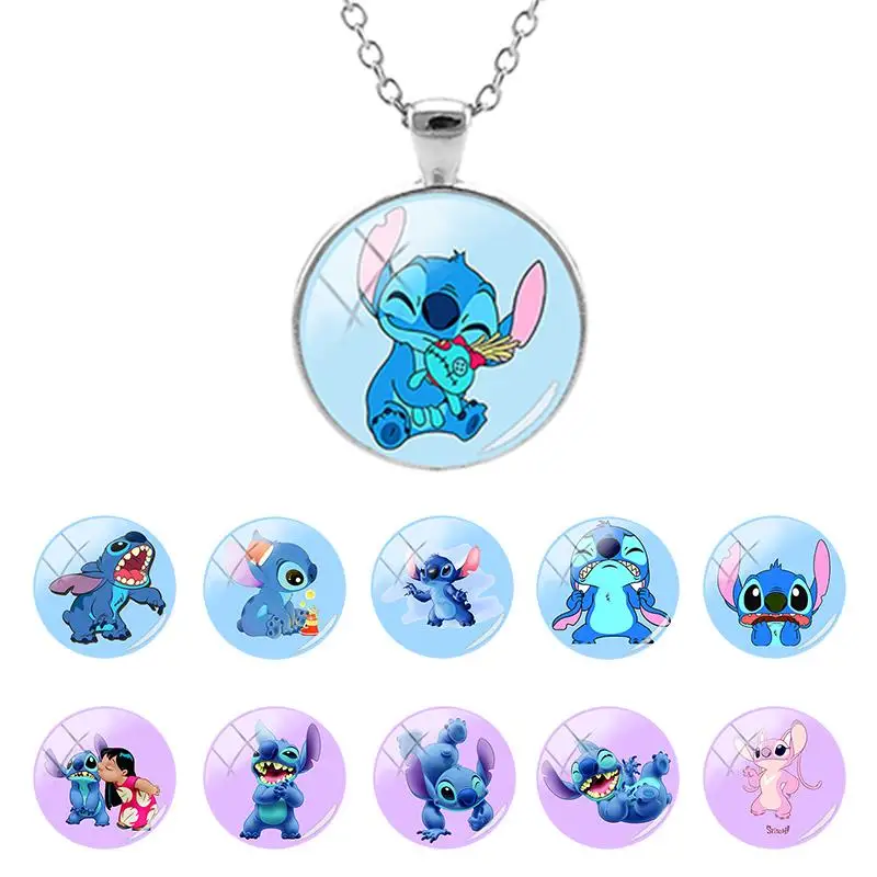 Модное ожерелье-цепочка с кулоном в виде стеклянного купола Disney Lilo &amp Stitch Стив