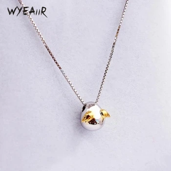 

WYEAIIR Angel Egg Golden Wings Fashion Cute Sweet Creative Personality 925 Sterling Silver Clavicle Chain Female Necklace