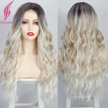 

Yiyaobess 24inch Long Wavy Synthetic Lace Wig Blonde Brown Ombre Brown Hair Wigs For Women Cosplay Party Pelucas De Mujer