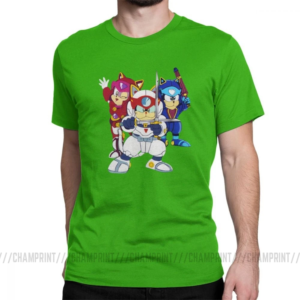 Уникальные цветные футболки Samurai Pizza Cats Group для мужчин, футболка с круглым вырезом из чистого хлопка, футболки с коротким рукавом, летняя одежда - Цвет: Зеленый