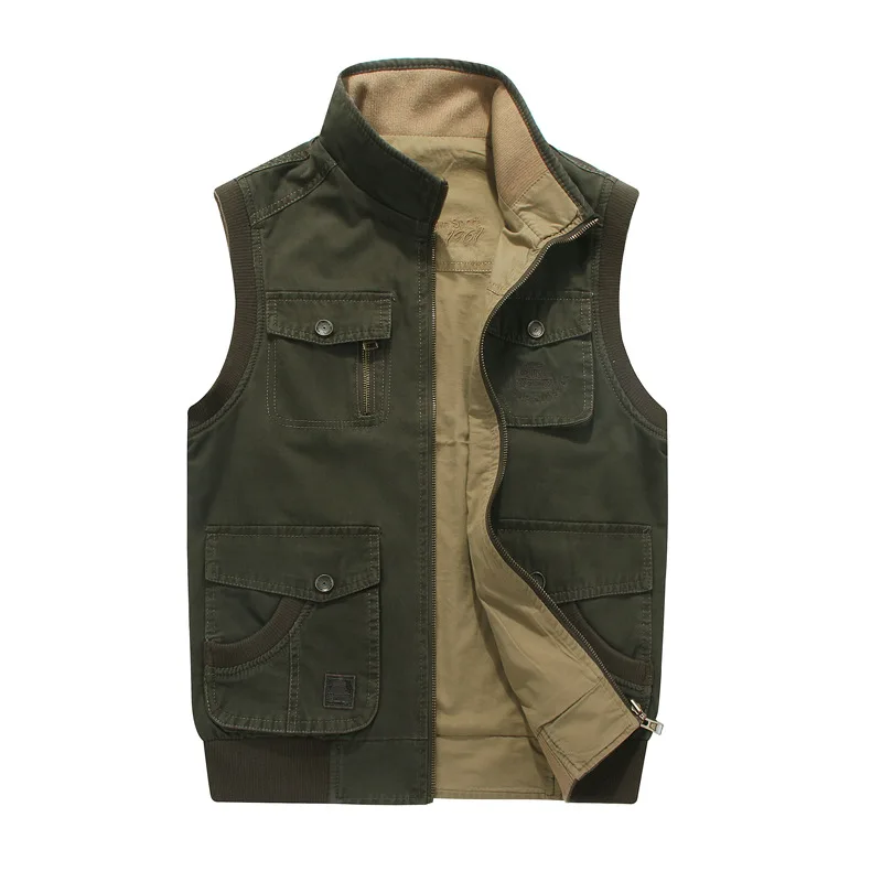 

8522 New Style Men's Casual Vest Reversible Cotton Waistcoat Multi-pockets Vest Fishing Photo