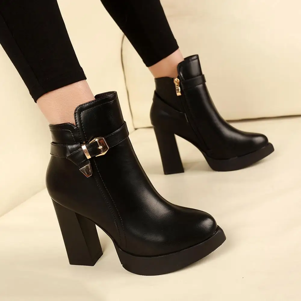 

Boots Flat Platform Women's Rubber Shoes Rain Boots-women Round Toe Booties Woman 2019 High Heels Luxury Designer Zipper Clogs