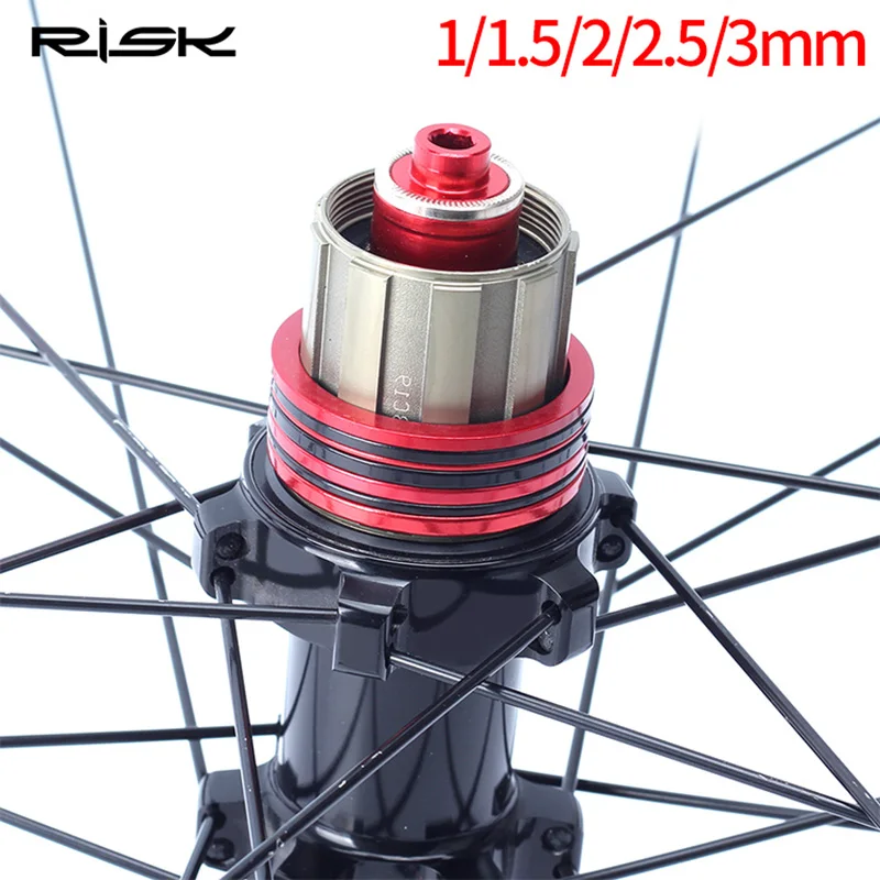 15pcs RISK 1/1.5/2/2.5/3mm MTB Bike Bottom Bracket Washers Mountain Bicycle Flywheel Hub Spacer Gasket CNC Alloy MTB Tool Washer