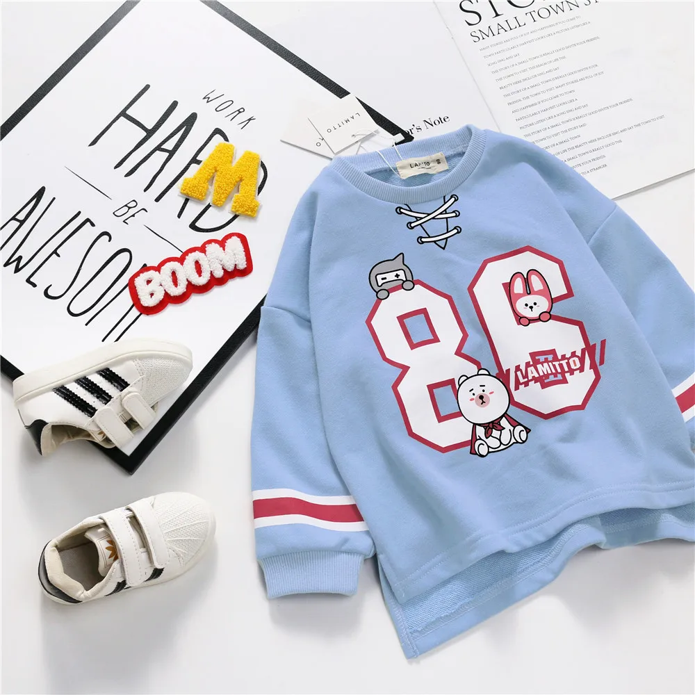 Tonytaobaby/новая осенняя одежда; спортивная одежда с длинными рукавами для малышей; свитер для маленьких девочек; толстовка для мальчиков