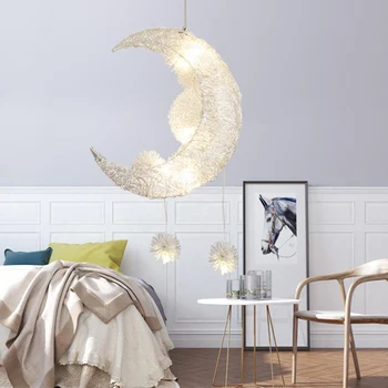 

Nordic Moon Chandelier LED Aluminum Dandelion Chandelier Golden Hanging Lamps Decorative For Bedroom Living Room Fixture Lights