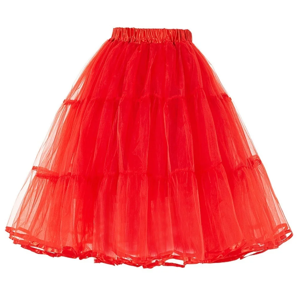 Summer Petticoats Puffy Organza Skirt Retro Vintage Dress Underskirts Women Hoops Plus Size Dance Crinoline Petticoat White