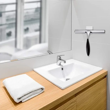 

Shower Squeegee, Stainless Steel Glass Window Squeegee with Non-Slip 10 Inch Blade 6.4 Inch Longer Handle for Shower Doors, Bath