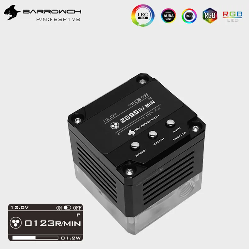 

Barrowch computer water-cooled OLED integrated display PWM speed-regulated 17W pump Smart version FBSP17B