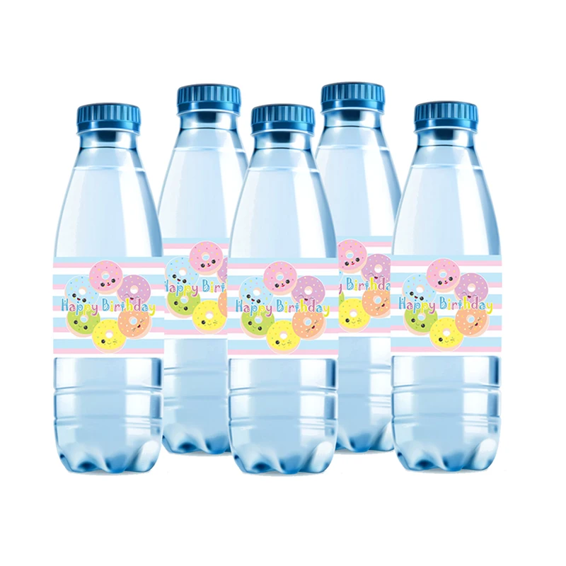10pcs Donut Party Bottle Stickers Birthday Donut Grow Up Sweet Happy  Birthday DIY Decoration Label Stickers Party Favor Packing