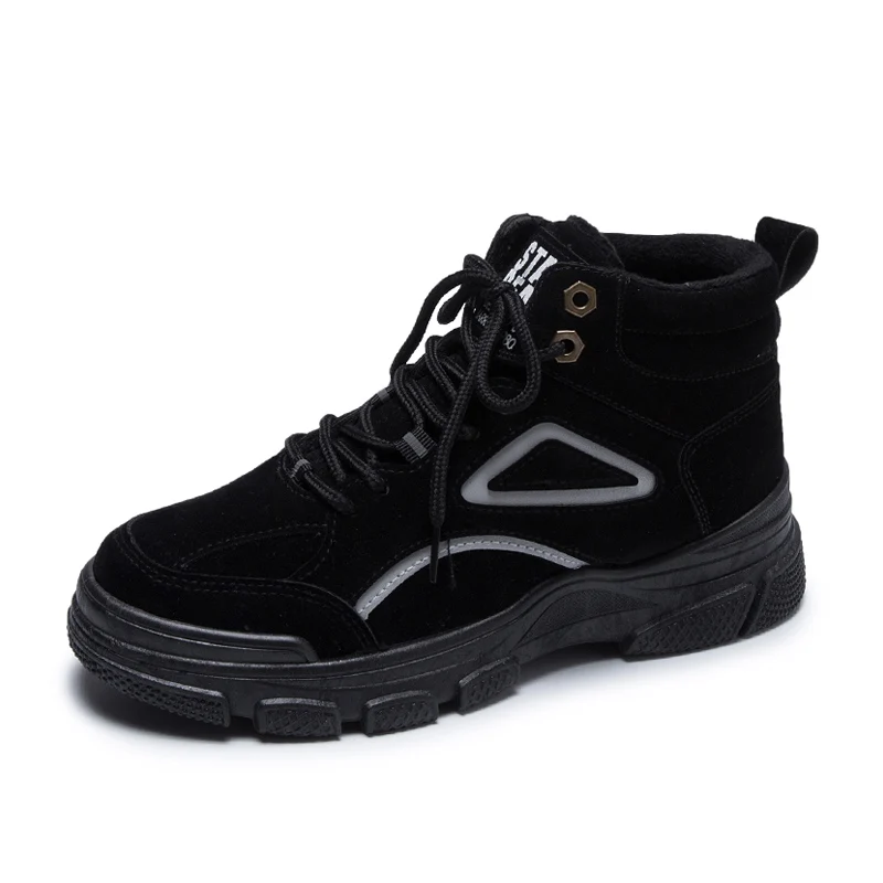 Muffin Shoes Women Casual Shoes Lace Up Women Flat Platform Shoes New Women Sneakers Black Shoes Female winter - Цвет: Black
