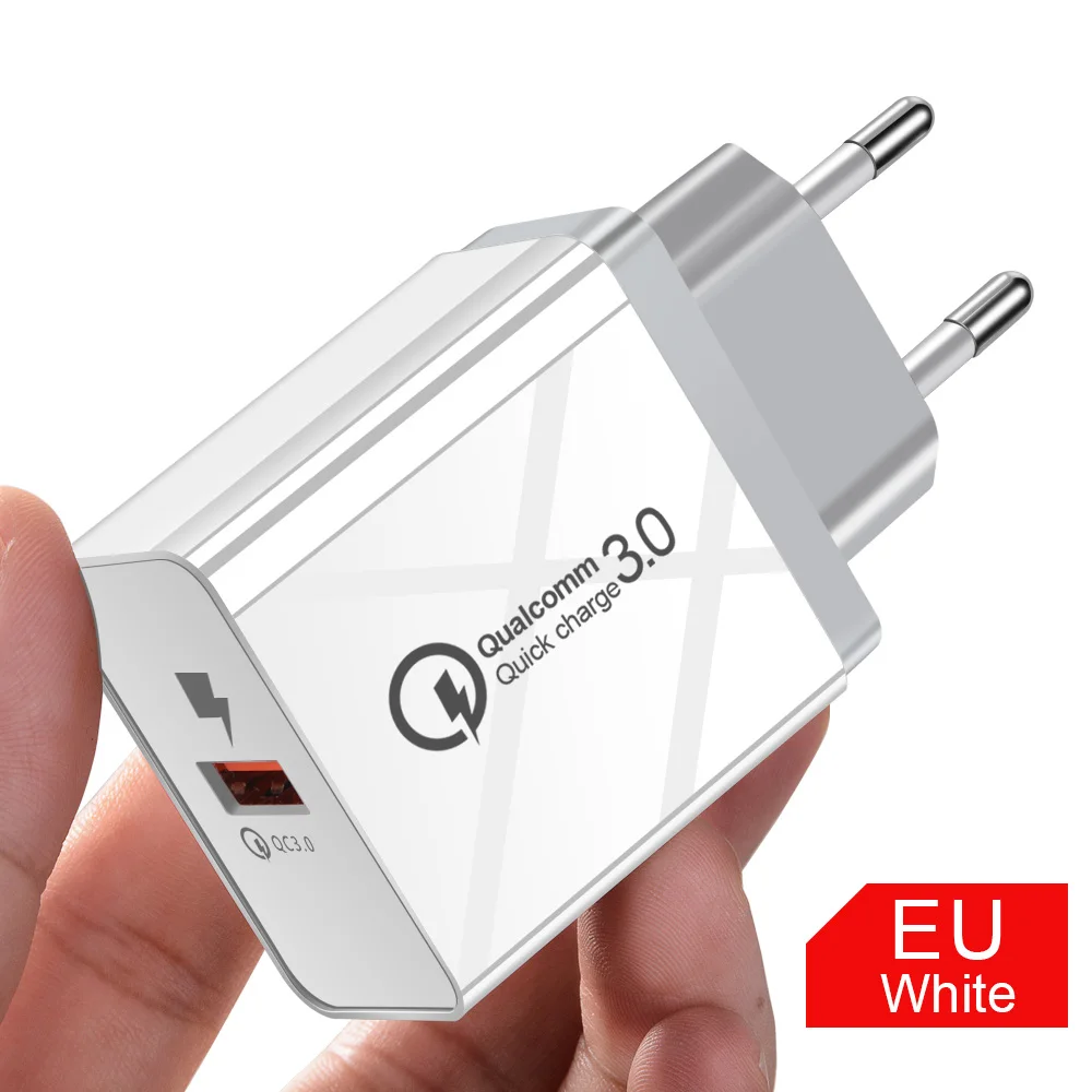 EU White Rexxar USB Charger Quick Charge 3.0 Universal mobile phone charger Wall USB Charger US EU Adapter for iPhone Samsung Xiaom QC3.0 - Plug Type: EU White