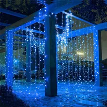 LED Light Curtain 3-12M Blinking Fairy Lights Indoor Outdoor Icicle String Lights Holiday Home Christmas Wedding Decoration