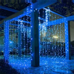 LED Light Curtain 3-12M Blinking Fairy Lights Indoor Outdoor Icicle String Lights Holiday Home Christmas Wedding Decoration