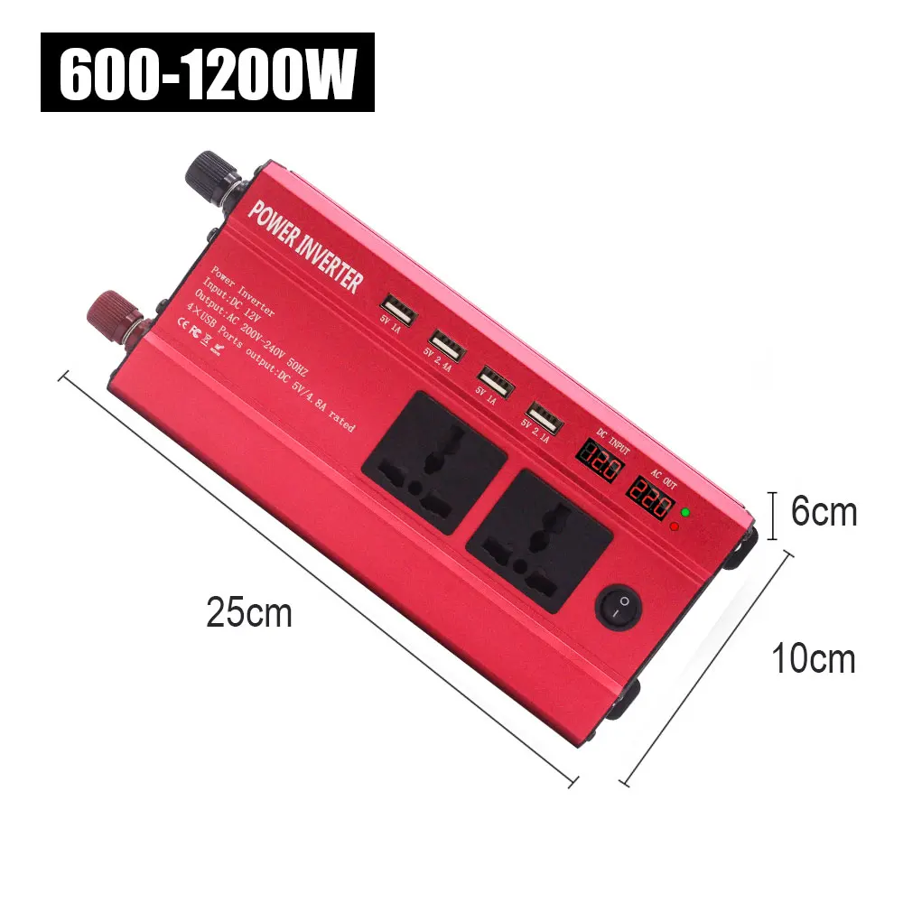 DC 12V в AC 220V автомобильный инвертор 4 USB Анти-обратная защита солнечный инвертор портативный автомобильный преобразователь