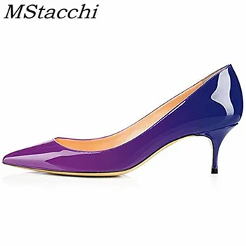 

Mstacchi Multicolor Gradient Large Size Women High Heel Shoes New Design Sexy Pointed Elegant Madam Shoes Sapatos Das Mulheres