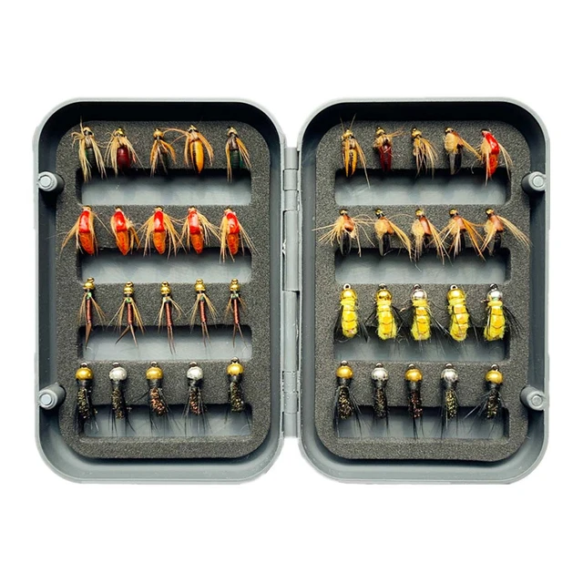 24/40/72Pcs/Box Fly Fishing Flies Kit Trout Salmon Bass Flies Streamers  Dry/Wet Flies Nymphs Fly Poppers with Waterproof Fly Box