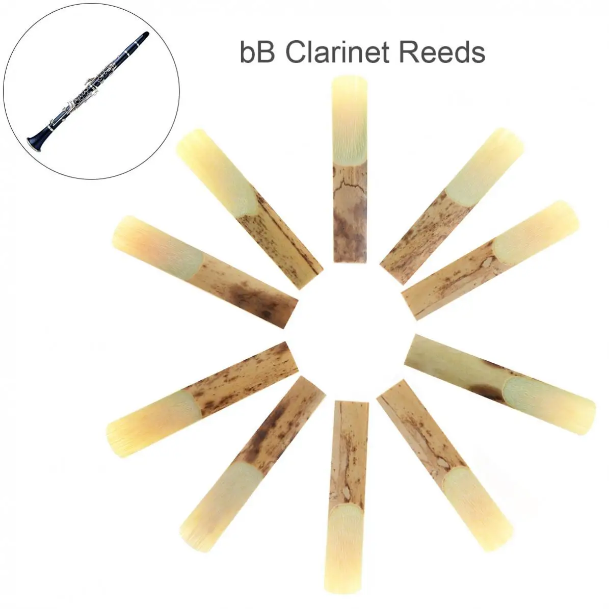 

10pcs Professional bB Clarinet Reeds Strength 2.5 for Clarinet Mouthpiece Parts Traditional Bamboo Reed Woodwind Instruments