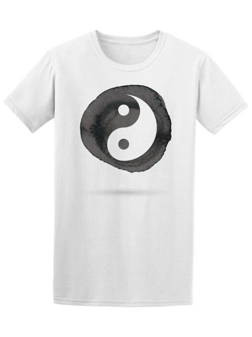 Yin Yang Акварельная Мужская футболка с графическим рисунком круглым