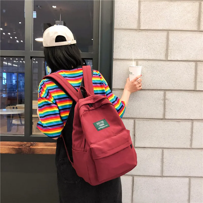 

2019 Nylon Bracelet Pure Color New Shoulder Backpack Japanese and Korean Women's Bags