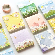 100 Sheets/lot Oil Painting Sticky Note Self-Stick Note Office Memo Note School Office Supplies Stationery Back To School