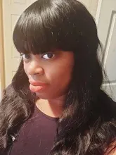 FEELME-pelucas de cabello humano con flequillo para mujeres negras, cabello Natural brasileño ondulado, con flequillo, Remy, pelucas con flequillo