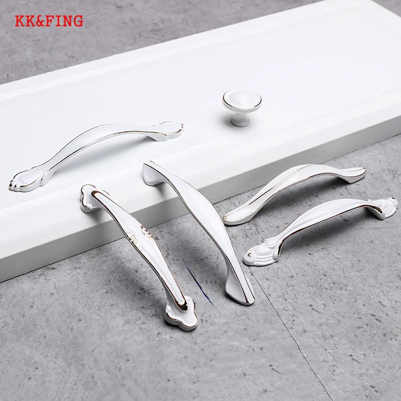 KK & FING европейские белые ручки шкафа Fuji дверные из алюминиевого сплава кухонные